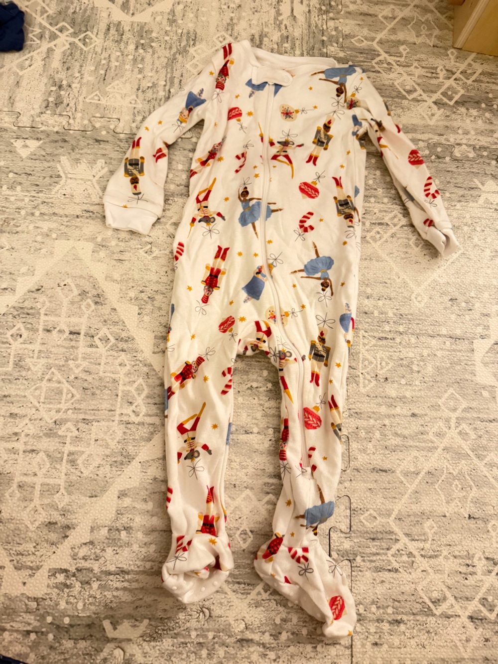Jamie and jack Holiday Nutcracker Print Pajama Onesie